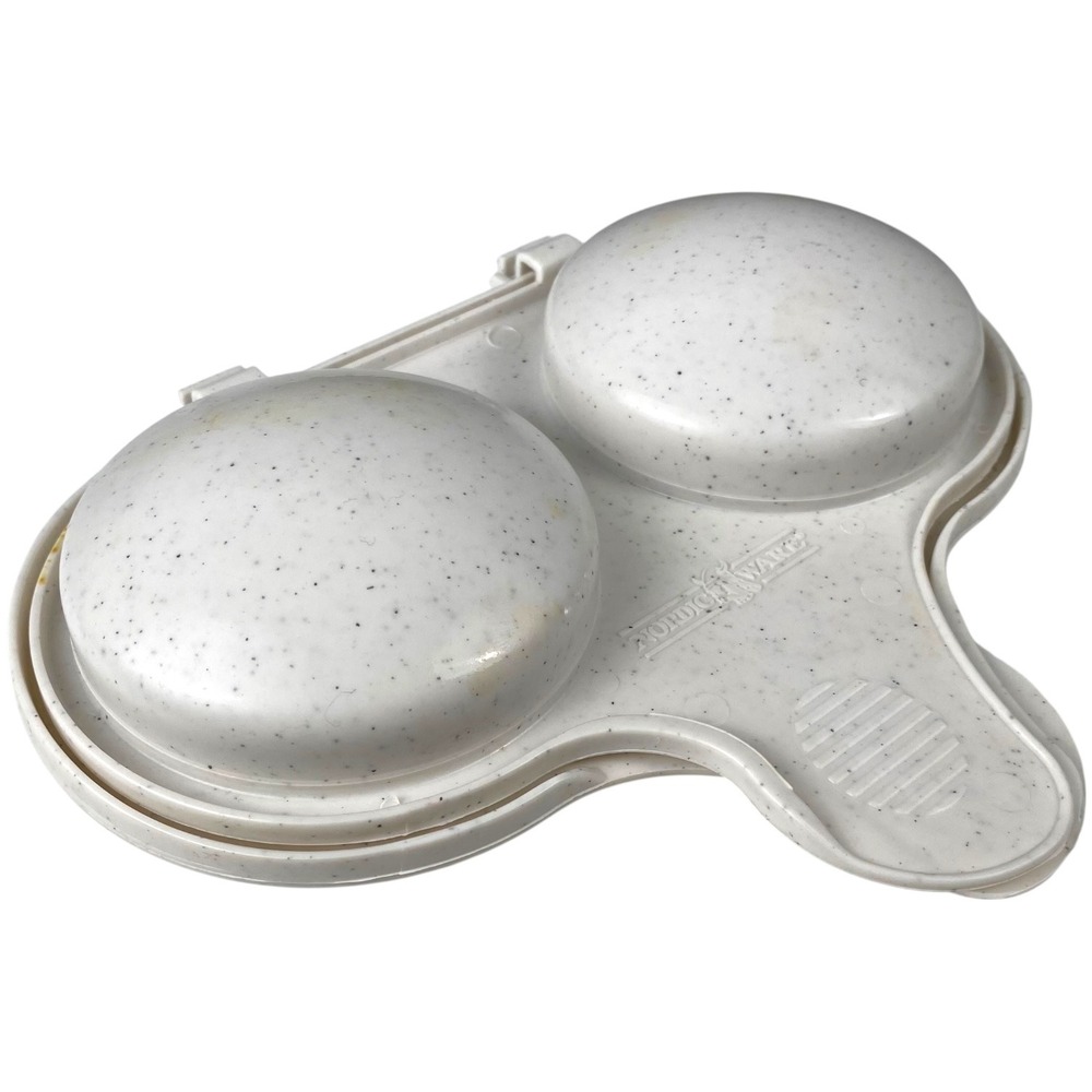 Nordic Ware Microwave Egg Poacher Dual Cavity Speckled White Dishwasher Safe USA